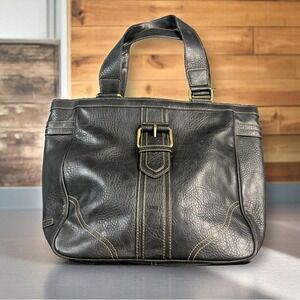 Tommy Hilfiger Black Pebble Leather Purse Bag w/ Gold‎ Tone Hardware Y2K Handbag